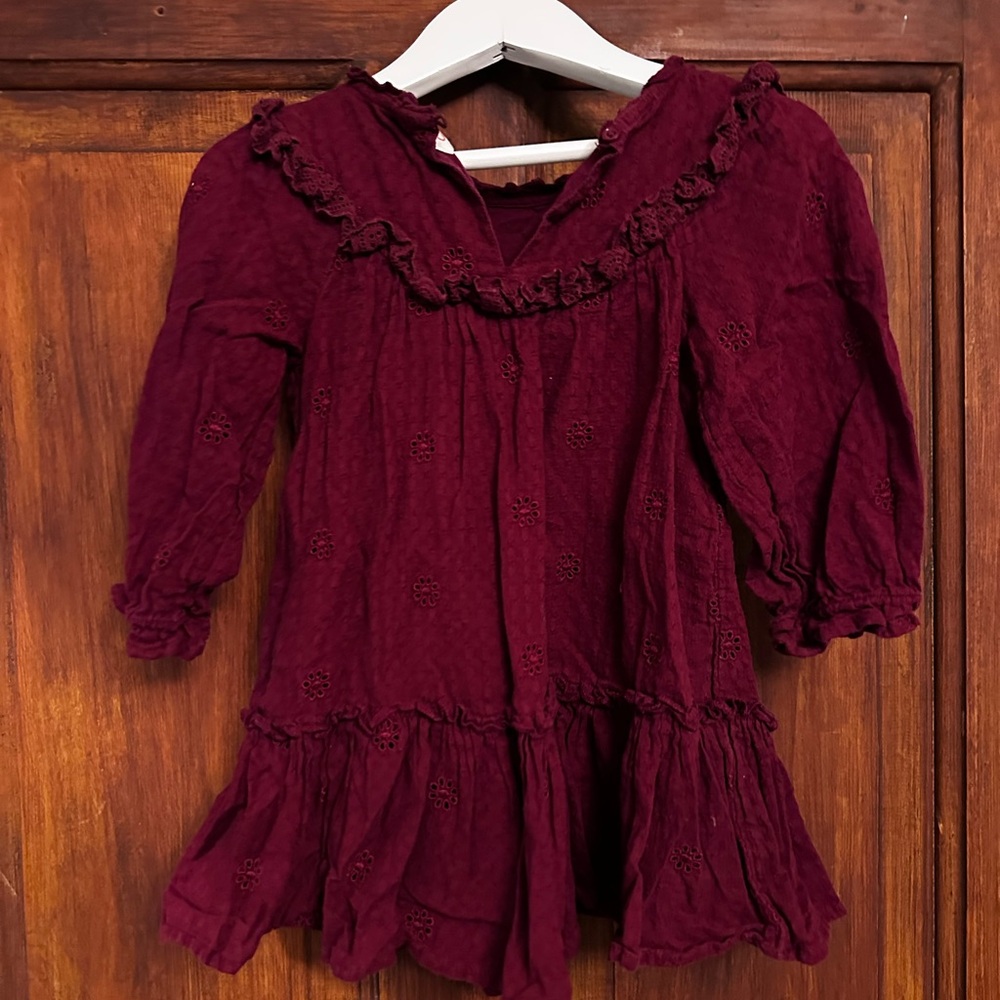 Cat & Jack Burgundy Dress with Ruffles